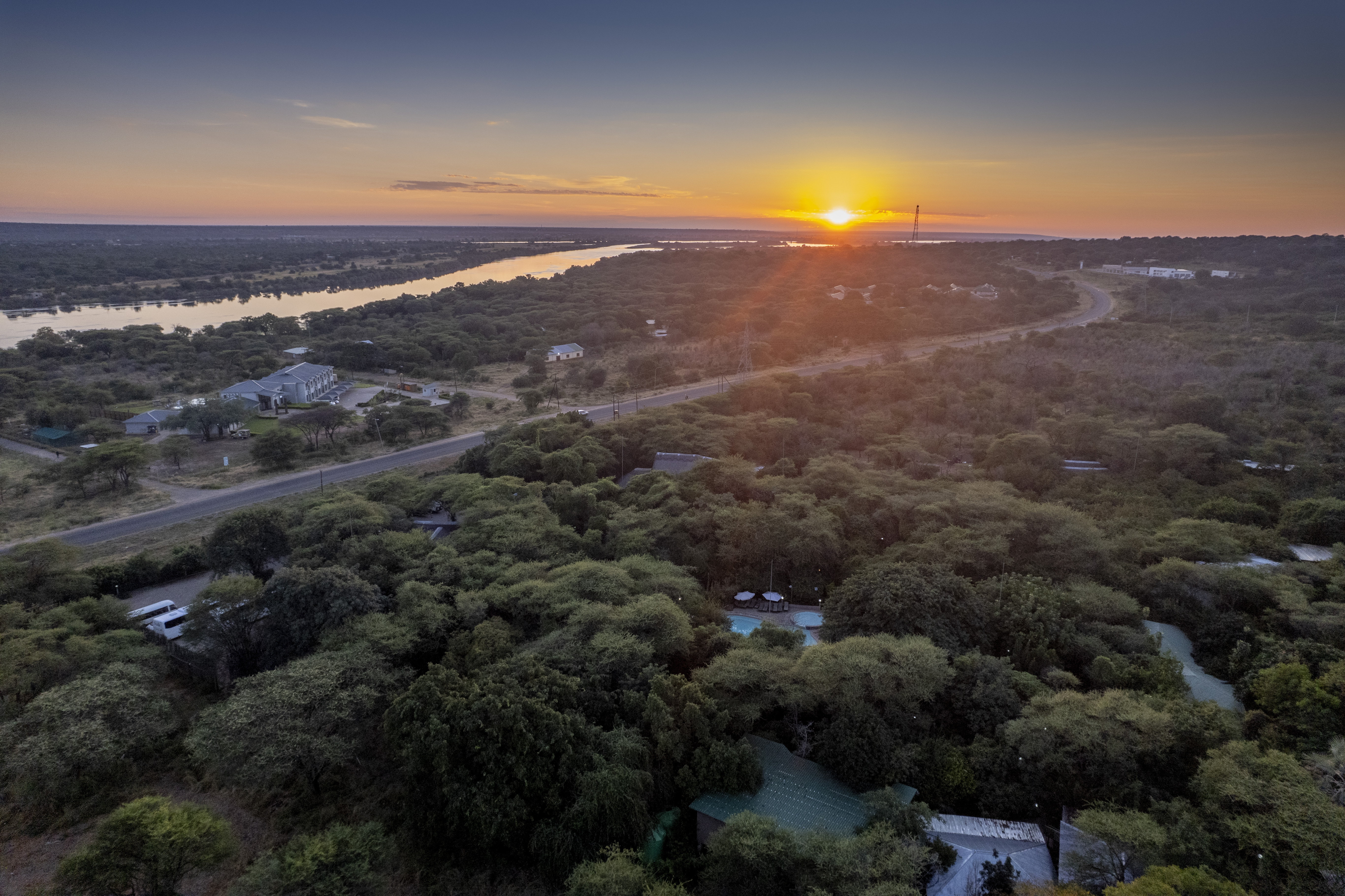 Aerial view of the Chobe floodplains at Kwalape Safari Lodge